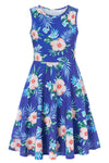 Ahegao Hawaiian Flower Girls Dress Lace 3D Flower Blue Pink Green Size 10