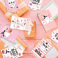 MOZUI Halloween Thank You Tags 60pcs Pink Black Ghost Pumpkin Kraft Paper