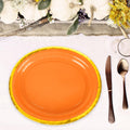 JarThenaAMCS 40Pcs Fall Oval Paper Plates Orange Gold Foil 9x7.7in