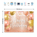 Riyidecor Happy Birthday Backdrop Champagne Pink Gold Balloons 7x5ft Polyester