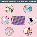 luixd Cosmetic Makeup Bag Travel Pouch Organizer Black Purple Checkerboard