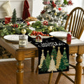 Artoid Mode Xmas Trees Snowflakes Table Runner Black 13x36 Inch