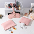 GQIRIL Mini Travel Cosmetic Bag Set 3PCS Waterproof Leather Pink