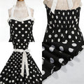 HAPNBCELE Vintage 1950s Halter Polka Dot Dress Black Size X-Large