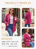 Eytino Womens Plus Size Casual Open Front Long Sleeve Red Dahlia Size 2XL