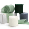 YANGTE Handmade Chiffon Silk Ribbon 1.5in x 28yd 4 Rolls Ivory Green Blue