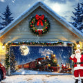 Yomaiha Christmas Santa Garage Door Cover Banner 6x13 ft Red Polyester