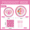 Detanpoly 96pcs Breast Cancer Awareness Pink Ribbon Plates Napkins Forks Set