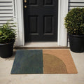 Qabliqo Boho Welcome Door Mat Mid Century Modern Green Chenille 17x30 Inch