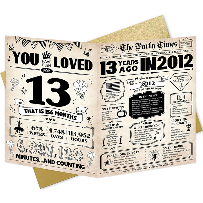 ZUDBBDSD 13th Birthday Card Boys Girls Party Decorations Retro Variety Pack