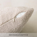 Laolitou 2 Pack Boucle Pillow Covers 18x18 Inch Faux Leather Oatmeal