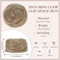 BOGSEA Space Buns Hair Pieces 2PCS Mini Claw Clip 27/613# Color
