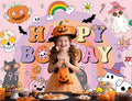 CUMIA Groovy Happy BooDay Banner Backdrop 6x4FT Boho Rainbow Ghost Halloween