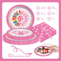 Detanpoly 96pcs Breast Cancer Awareness Pink Ribbon Plates Napkins Forks Set