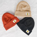 XMMAXFLOW Thick Knitted Winter Beanie Hat Cuffed Skull Cap Dark Orange
