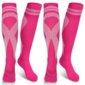 Subesty 2 Pairs Breast Cancer Awareness Compression Socks Pink Ribbon Size S/M