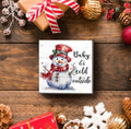 XDFVL Wooden Box Sign Baby It's Cold Outside Snowman Christmas 5x5 Inch