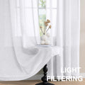Turquoize Linen Sheer Rod Pocket Curtains 52x63in Set of 2 Pure White