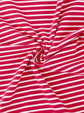 LilyCoco Womens Striped Long Sleeve Boat Neck Shirt Red Size M