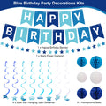 Crosize Blue Birthday Decorations Kit Pre-Strung Banner Tissue Poms Star Garland