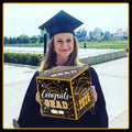 BEISHIDA 2025 Graduation Card Box Black Gold 9x9x9 Inch Party Decor