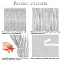 ZATAYE 2 Pack Tinsel Backdrop 3.28x7.05 FT Silver Metallic Foil Curtains