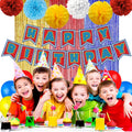 TRBSXRT Cartoon Birthday Decorations Gold Red Blue Foil Fringe Curtains Balloons