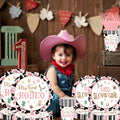 JOYHAPISTAR First Rodeo Birthday Party Supplies Set 120PCS Pink Rustic