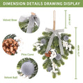 Super Holiday Christmas 2PCS Artificial Green Plant Wreaths Grey Velvet Bow