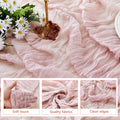 ZKPMJH 6PCS Dusty Pink Cheese Cloth Table Runner 35x120in Boho Gauze