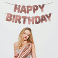 JunyRuny Pre-Strung Happy Birthday Banner Rose Gold Glitter Party Decor
