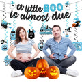OGMOGKW Halloween Baby Shower Banner Blue A Little Boo Is Almost Due