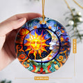 Touber Sun God Christmas Ornament Ceramic Holiday Decor Sun and Moon