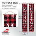 X-Protector Merry Christmas Buffalo Plaid Banner 71x13 Red