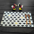 DaDa Bedding Set of 4-Pieces Valentine's day Yellow & Black Hearts Tapestry Dining Table Placemats 13” x 19” (18113)