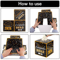 BEISHIDA 2025 Graduation Card Box Black Gold 9x9x9 Inch Party Decor