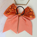 Xepeelo 2Pcs Orange Glitter Bow Elastic Hair Ties Bands Ponytail Holder 1 Count