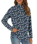 GOUCEHN Women Turtleneck Sweater Pullover Lightweight Blue-White Flo Size XL