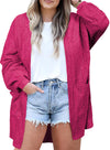 Eytino Women's Plus Size Cardigan Long Sleeve Waffle Knit Coral Paradise Size 1X