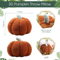 Queekay 2 Pc Pumpkin Plush Pillow 11x9.5in Brown Fall Thanksgiving Decor