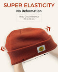 XMMAXFLOW Thick Knitted Winter Beanie Hat Cuffed Skull Cap Dark Orange