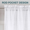 Turquoize Linen Sheer Rod Pocket Curtains 52x63in Set of 2 Pure White