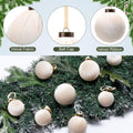 HyDren 24Pcs Beige Velvet Shatterproof Christmas Ornaments Balls 3.15,2.76,2.36"