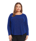 Karen Kane Womens Plus Size Metallic Knit Shirttail Top, Size OX