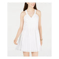 Crystal Dolls White Sleeveless V Neck Short Fit + Flare Dress Juniors 5
