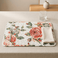 DaDa Bedding Set of 4-Pieces Romantic Roses Pink Floral Quilted Dining Placemats 13” x 19” (879)