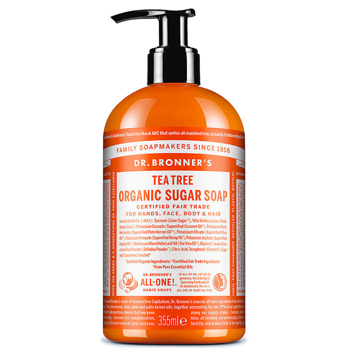 Dr. Bronner's Organic 4-in-1 Pump Soap Sugar 12 Fl Oz Tea Tree
