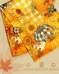 Miss Adola Pumpkin Plaid Fall Table Runner 13x72 Sunflower Decor