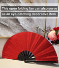 GeGeYa Large Folding Hand Fan Red Glitter for Dance Party Outdoor Decor