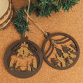 Yelsky Jesus Christmas Nativity Ornaments Wooden Set 2pcs Natural Wood